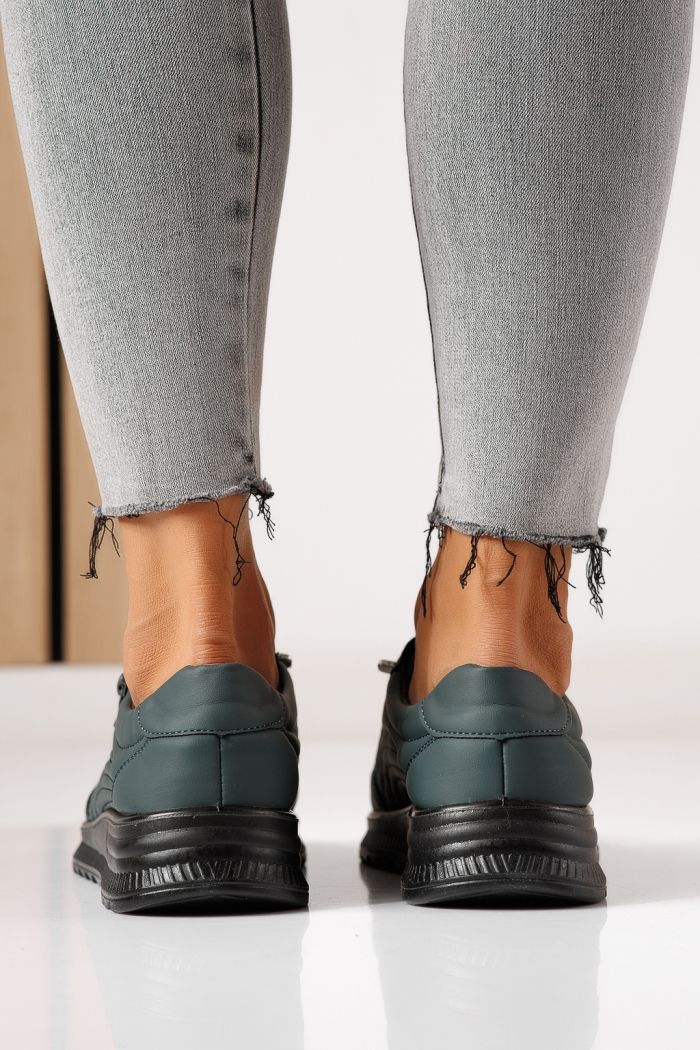 Pantofi casual dama captusiti verzi din piele ecologica Orielle #30126
