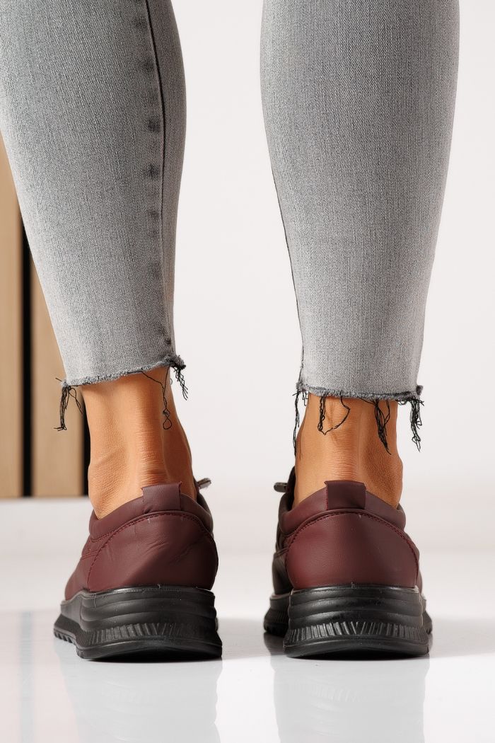 Pantofi casual dama captusiti bordo din piele ecologica Arlena #30130
