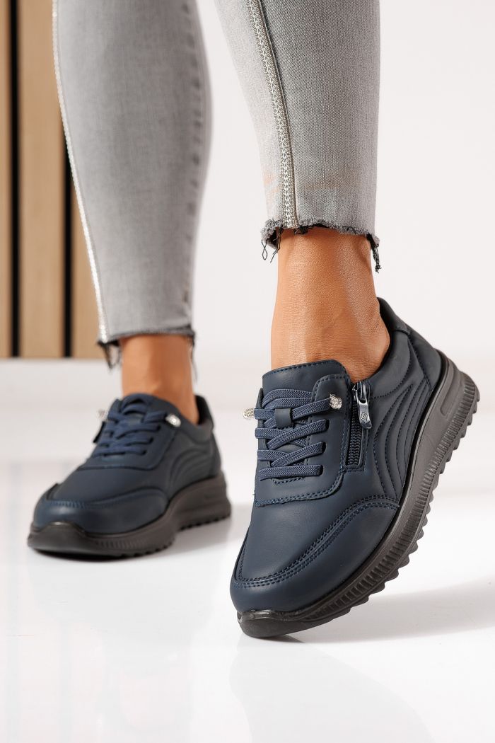 Pantofi casual dama captusiti albastri din piele ecologica Orielle #30127