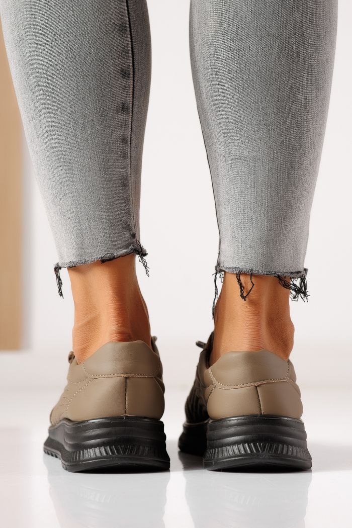 Pantofi casual dama captusiti khaki din piele ecologica Orielle #30125