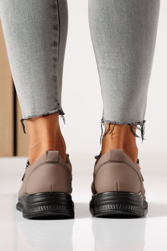 Pantofi casual dama captusiti khaki din piele ecologica Viana #30140