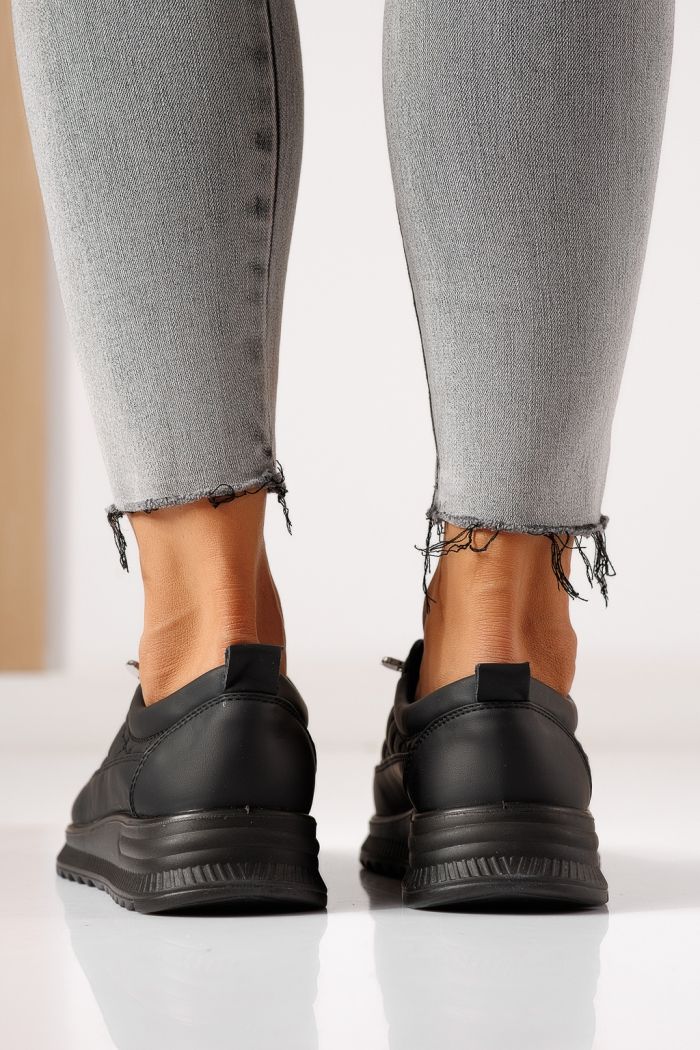 Pantofi casual dama captusiti negri din piele ecologica Arlena #30131