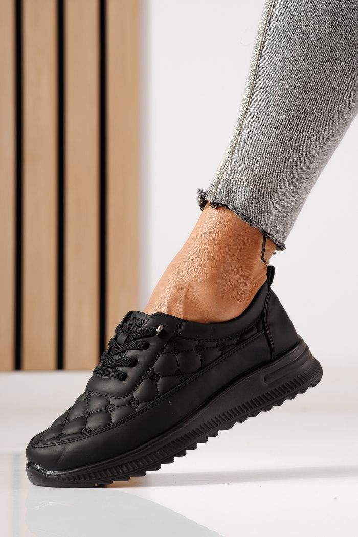 Pantofi casual dama captusiti negri din piele ecologica Arlena #30131