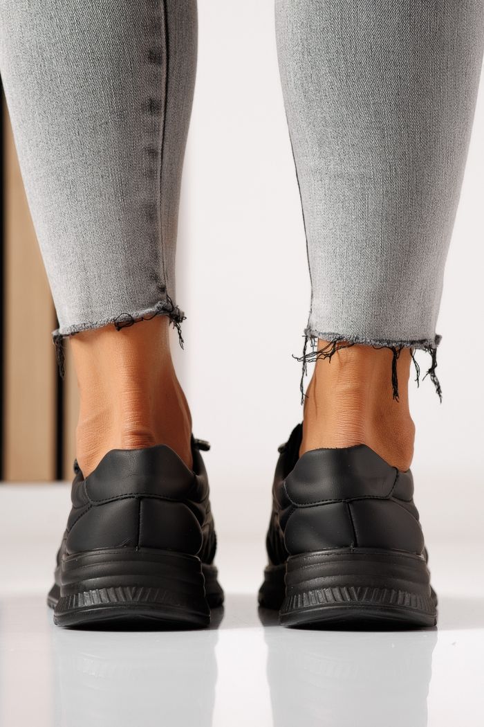 Pantofi casual dama captusiti negri din piele ecologica Orielle #30129