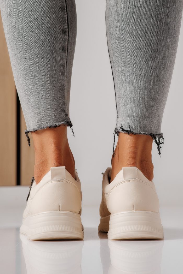 Pantofi casual dama captusiti bej din piele ecologica Lelia #30136