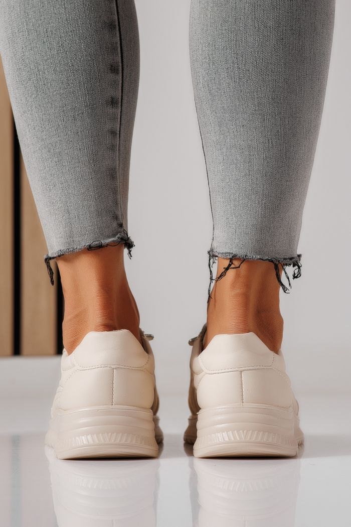 Pantofi casual dama captusiti bej din piele ecologica Orielle #30128