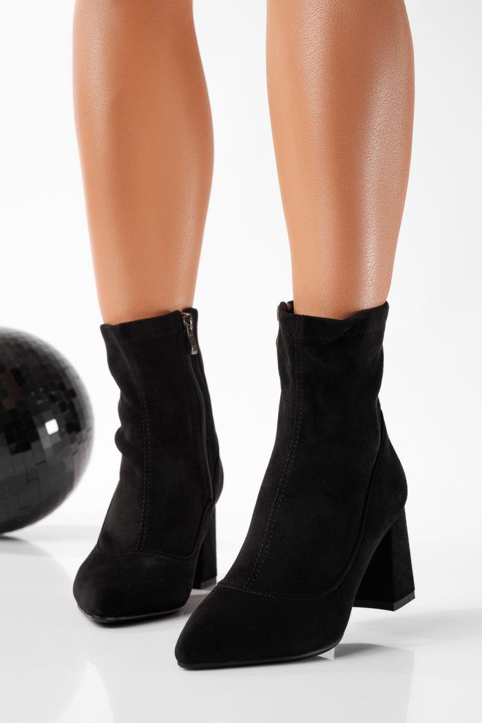 Botine dama îmblanite negre din piele ecologica intoarsa Freira #30187