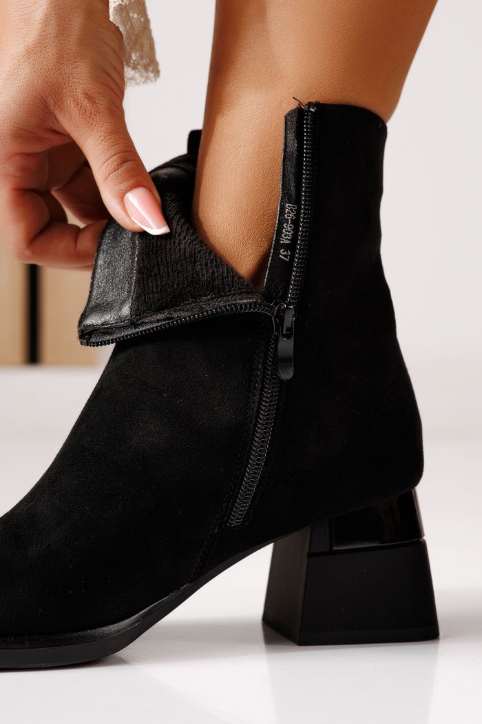 Botine dama vatuite negre din piele ecologica intoarsa Auren #30143