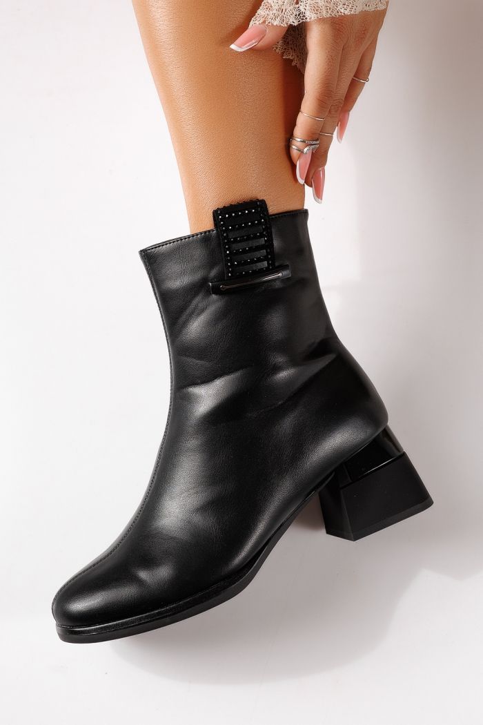 Botine dama vatuite negre din piele ecologica Auren #30142