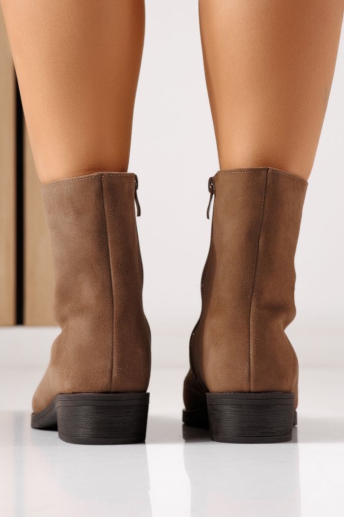 Ciocate dama vatuite khaki din piele naturala intoarsa Elaris #30149