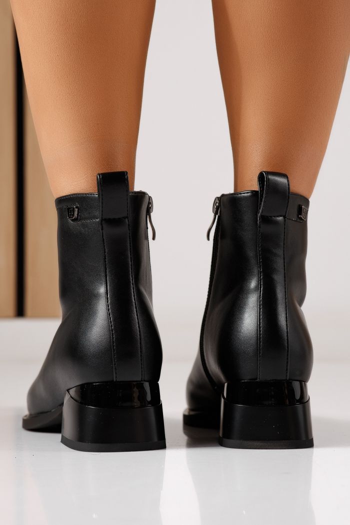 Botine dama vatuite negre din piele ecologica Ilinca #30246