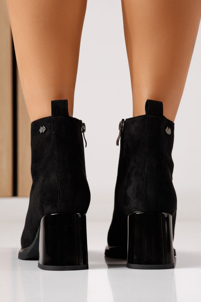 Botine dama vatuite negre din piele ecologica intoarsa Clara #30206