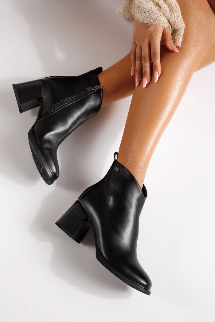 Botine dama vatuite negre din piele ecologica Clara #30202