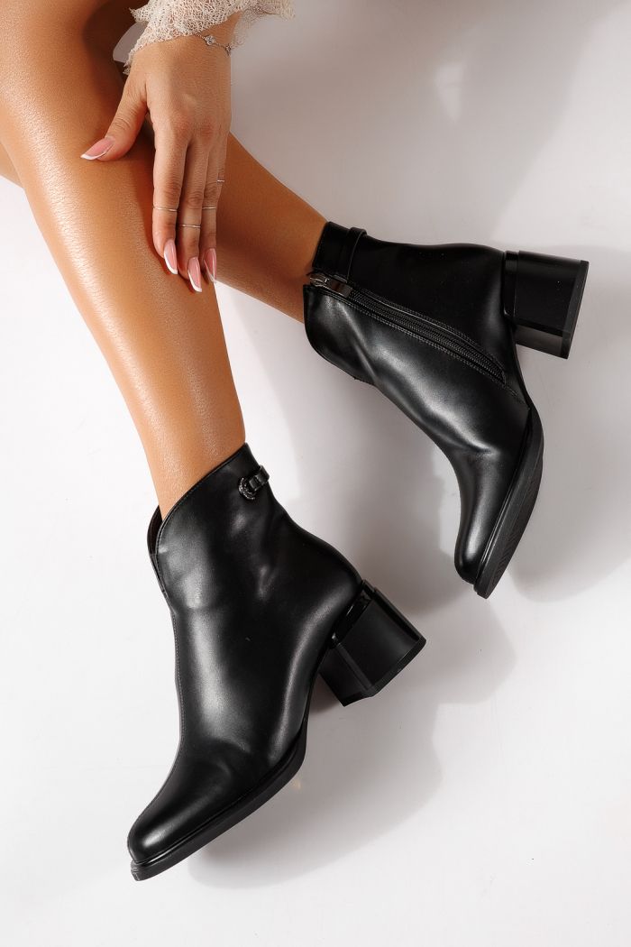 Botine dama vatuite negre din piele ecologica Eliza #30232
