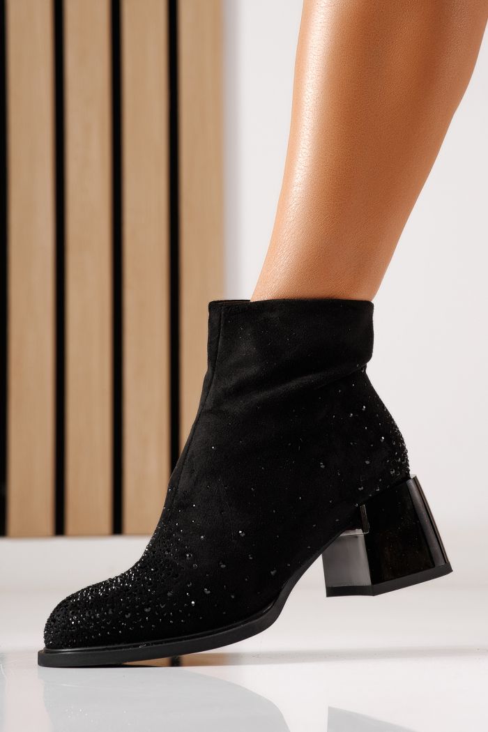 Botine dama vatuite negre din piele ecologica intoarsa Eliza #30236