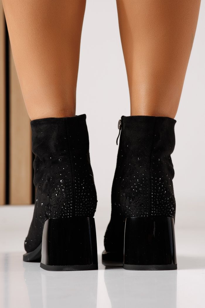 Botine dama vatuite negre din piele ecologica intoarsa Eliza #30236