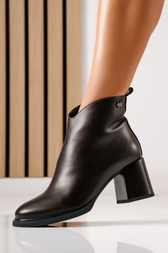 Botine dama vatuite maro din piele ecologica Clara #30204