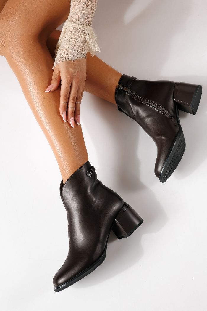 Botine dama vatuite maro din piele ecologica Eliza #30234
