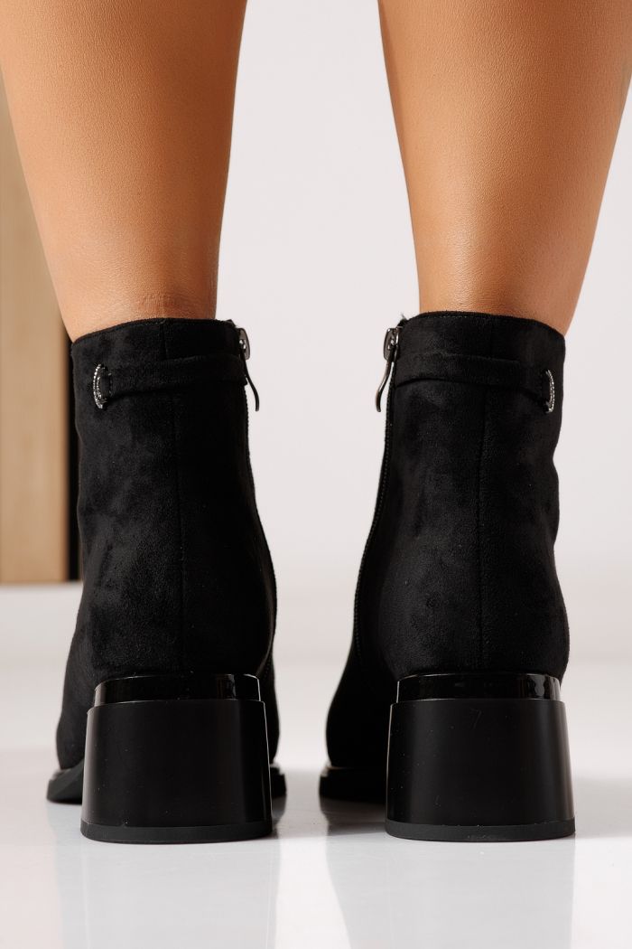 Botine dama vatuite negre din piele ecologica intoarsa Eliza #30235