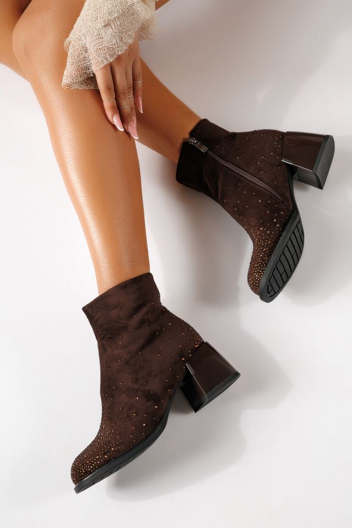 Botine dama vatuite maro din piele ecologica intoarsa Eliza #30237
