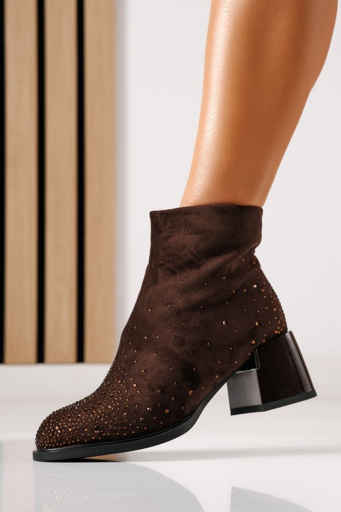 Botine dama vatuite maro din piele ecologica intoarsa Eliza #30237