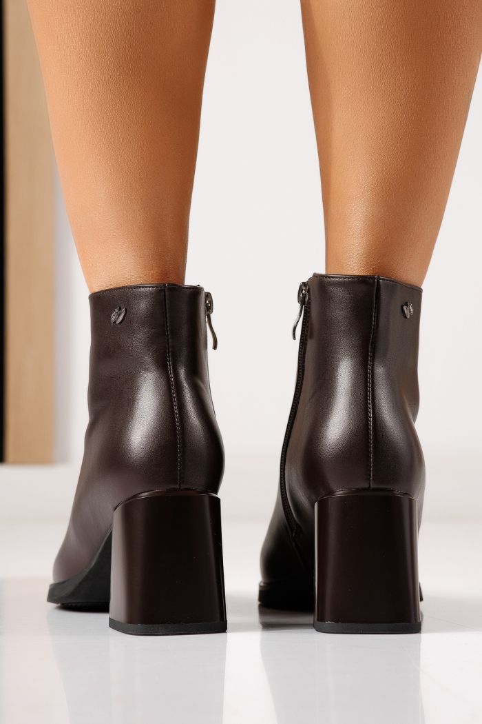 Botine dama vatuite maro din piele ecologica Maia #30198