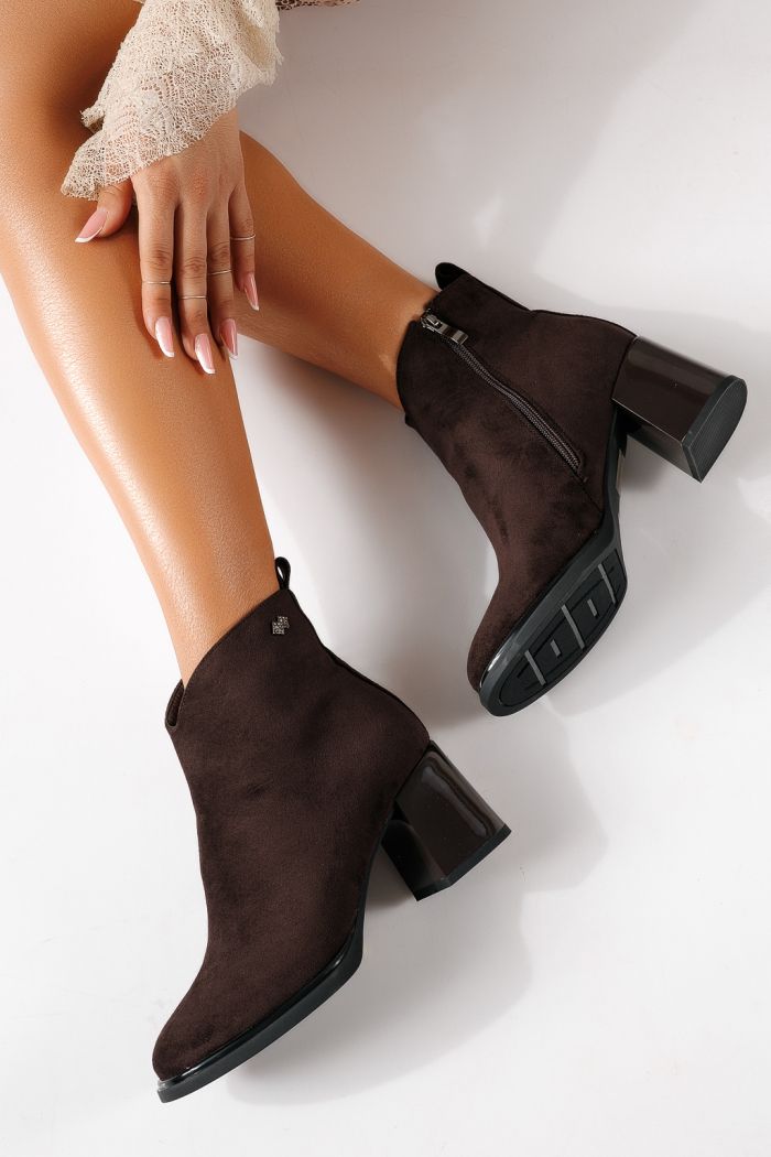 Botine dama vatuite maro din piele ecologica intoarsa Clara #30207