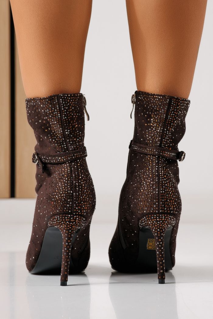 Botine dama vatuite maro din piele ecologica intoarsa Lara #30219