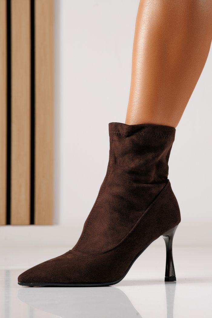Botine dama vatuite maro din piele ecologica intoarsa Alica #30254