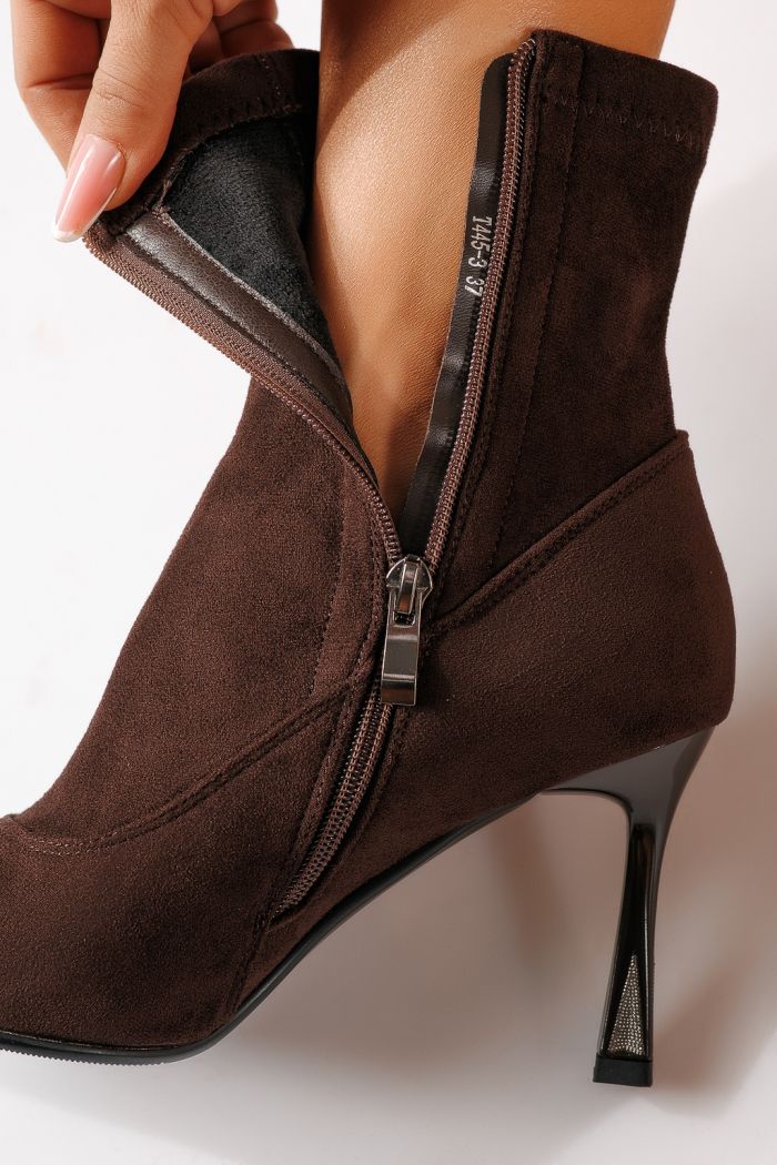 Botine dama vatuite maro din piele ecologica intoarsa Alica #30254
