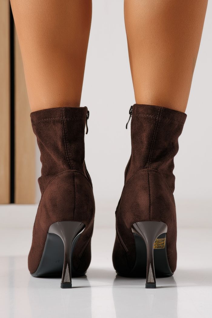 Botine dama vatuite maro din piele ecologica intoarsa Alica #30254