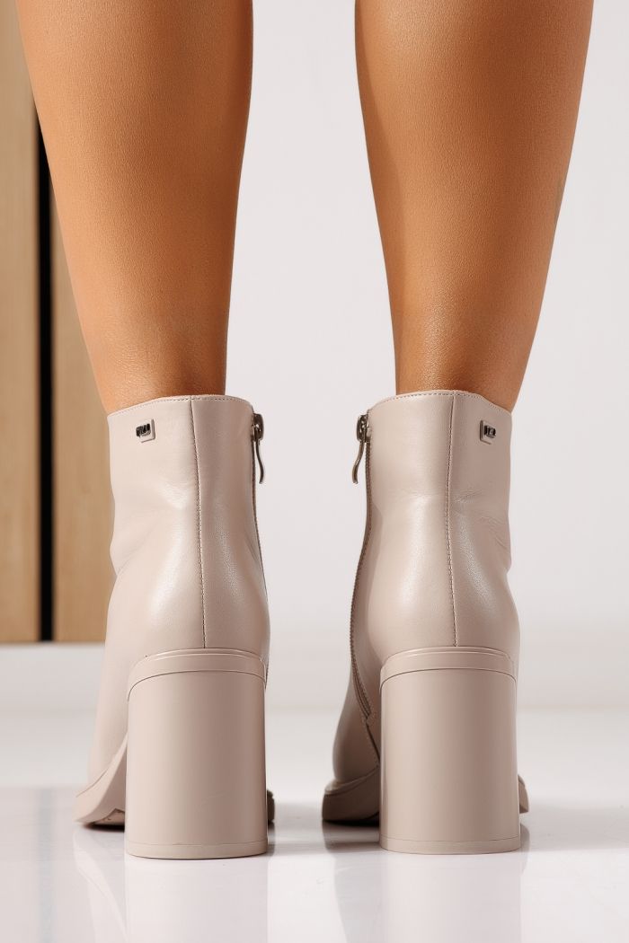 Botine dama vatuite bej din piele ecologica Selena #30230