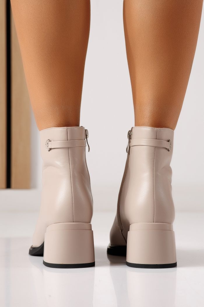 Botine dama vatuite bej din piele ecologica Eliza #30233