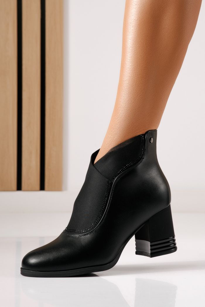 Botine dama vatuite negre din piele ecologica Nova #30299