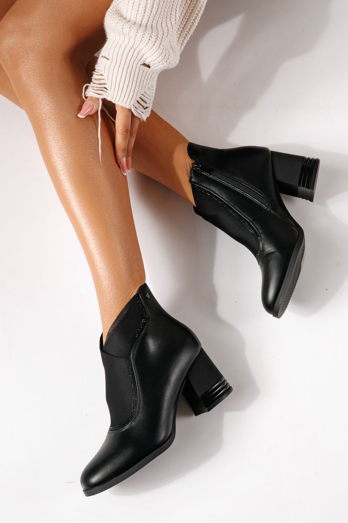 Botine dama vatuite negre din piele ecologica Nova #30299