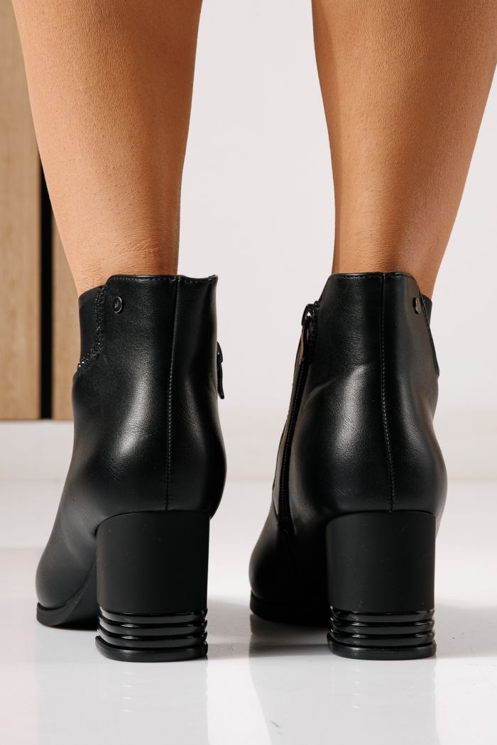 Botine dama vatuite negre din piele ecologica Nova #30299