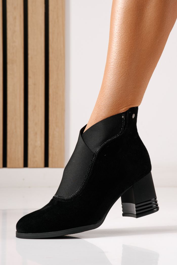 Botine dama vatuite negre din piele ecologica intoarsa Nova #30300