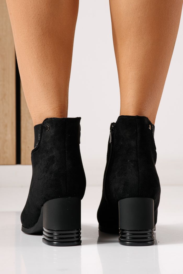 Botine dama vatuite negre din piele ecologica intoarsa Nova #30300