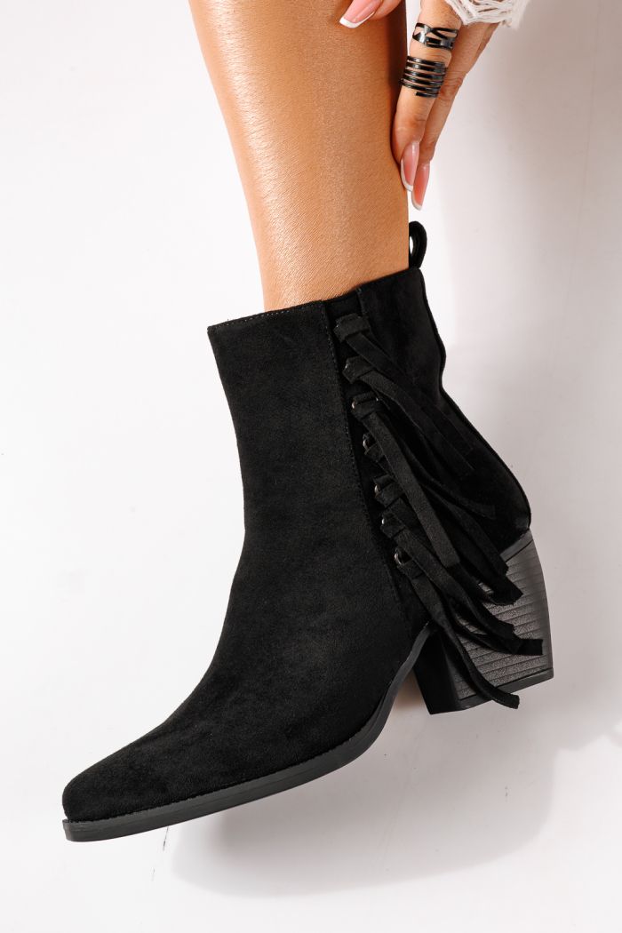 Botine dama vatuite negre din piele ecologica intoarsa Ella #30356