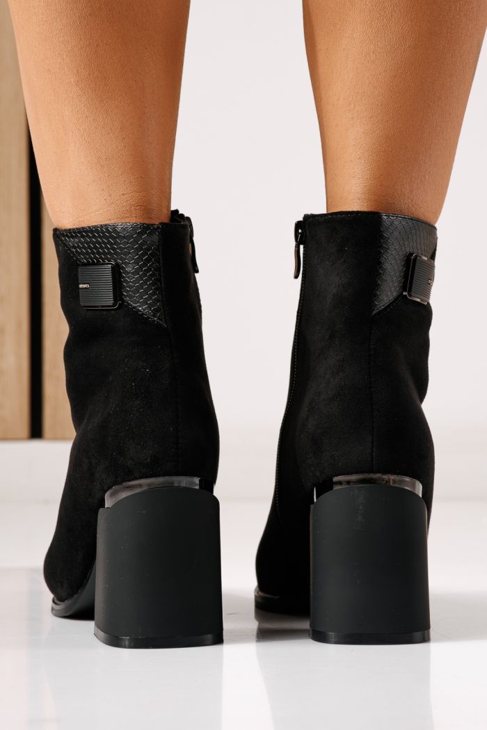 Botine dama vatuite negre din piele ecologica intoarsa Ayala #30341