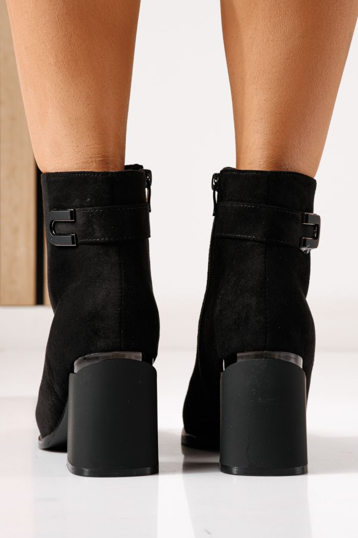 Botine dama vatuite negre din piele ecologica intoarsa Ayala #30343