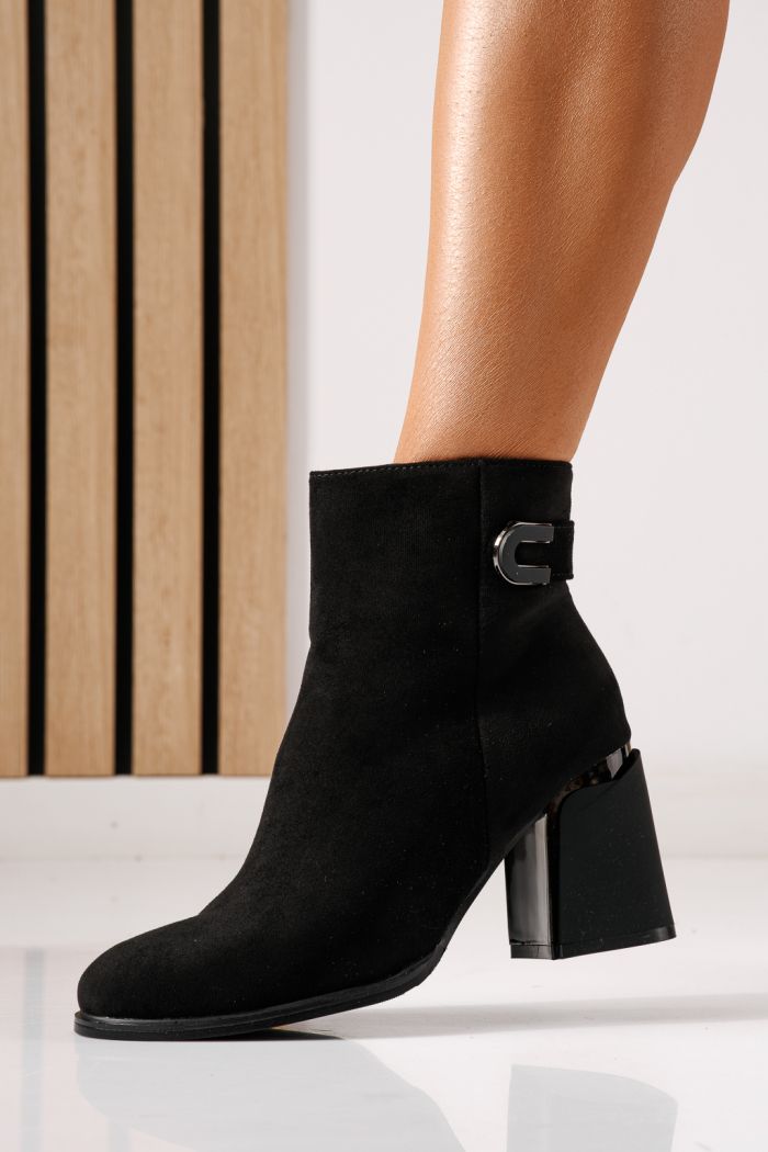 Botine dama vatuite negre din piele ecologica intoarsa Ayala #30343