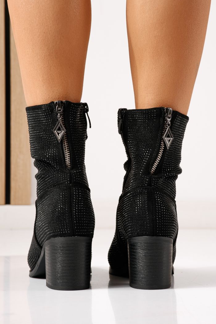 Botine dama vatuite negre din piele ecologica intoarsa Christy  #30353