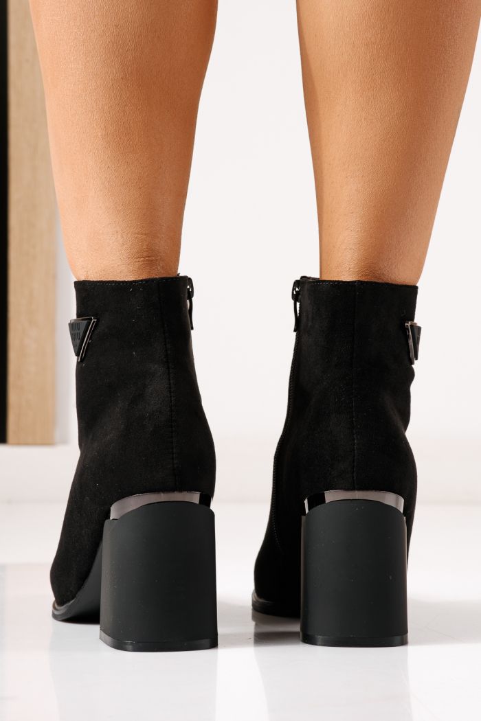 Botine dama vatuite negre din piele ecologica intoarsa Ayala #30340
