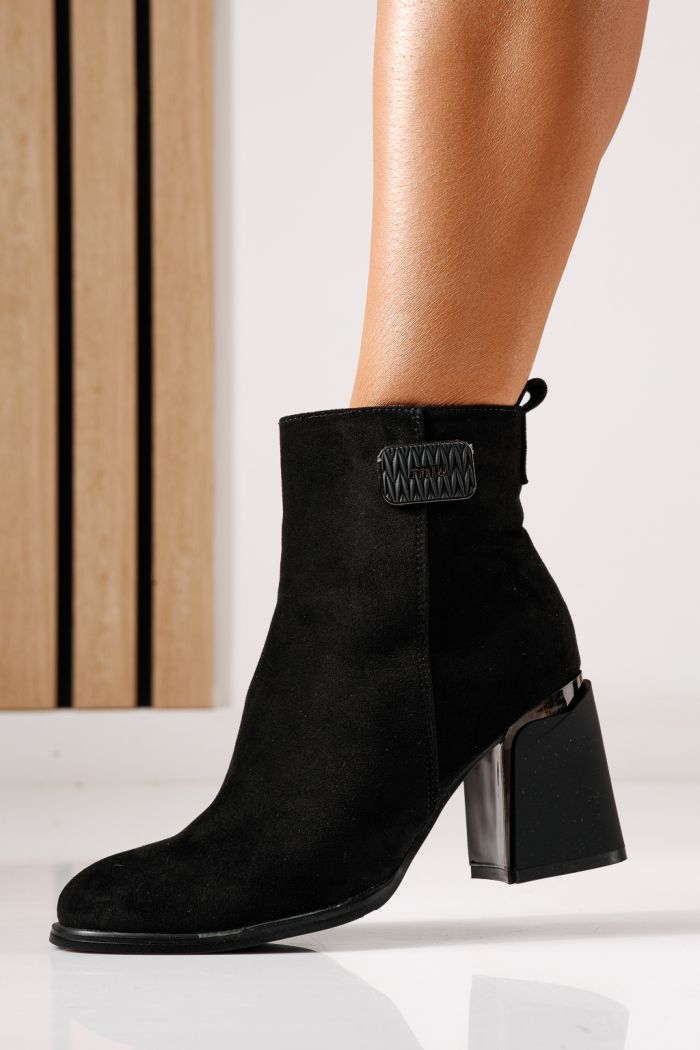 Botine dama vatuite negre din piele ecologica intoarsa Ayala #30342