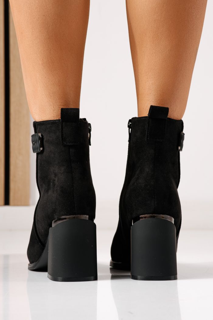 Botine dama vatuite negre din piele ecologica intoarsa Ayala #30342