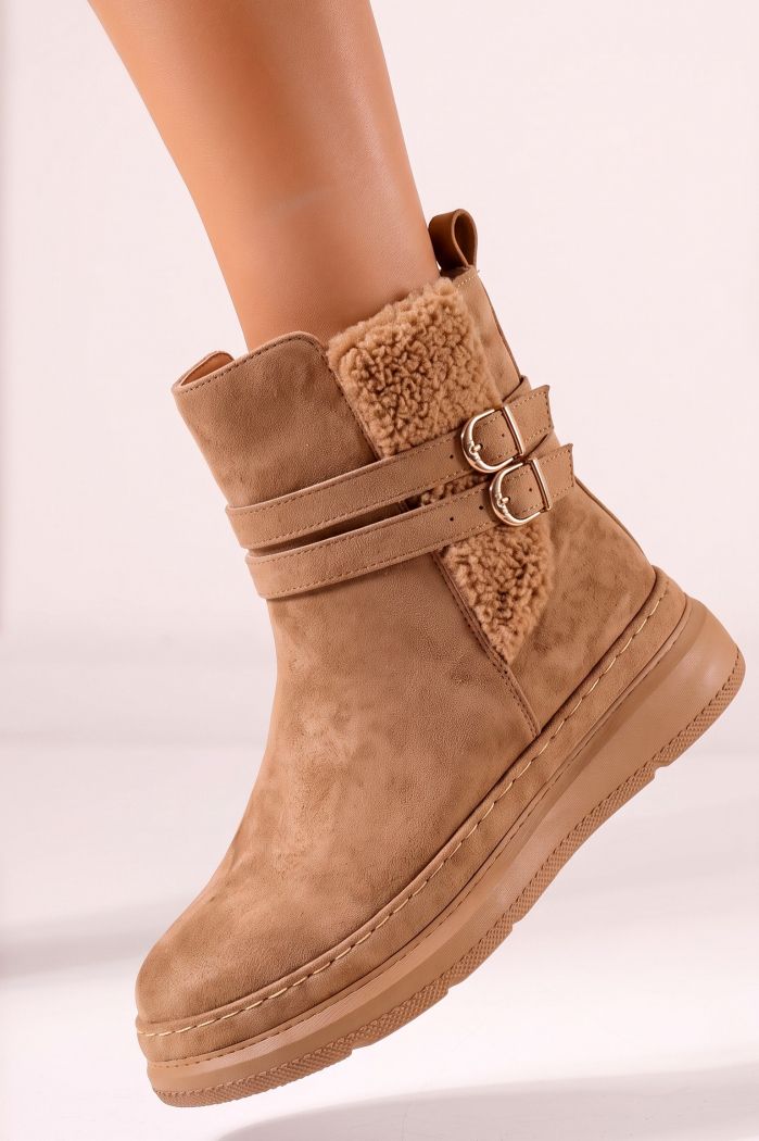 Ghete dama îmblanite Camel din piele ecologica intoarsa Armina #30395