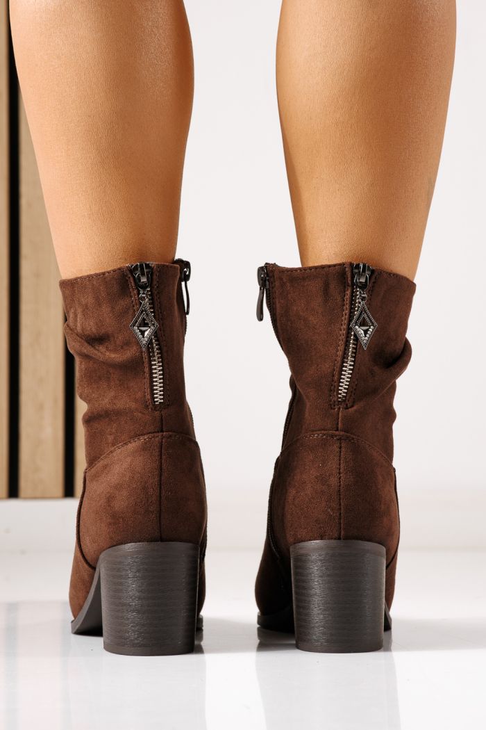Botine dama vatuite maro din piele ecologica intoarsa Christy  #30365