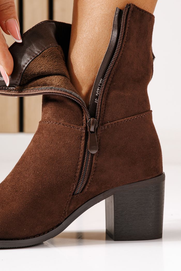 Botine dama vatuite maro din piele ecologica intoarsa Christy  #30365
