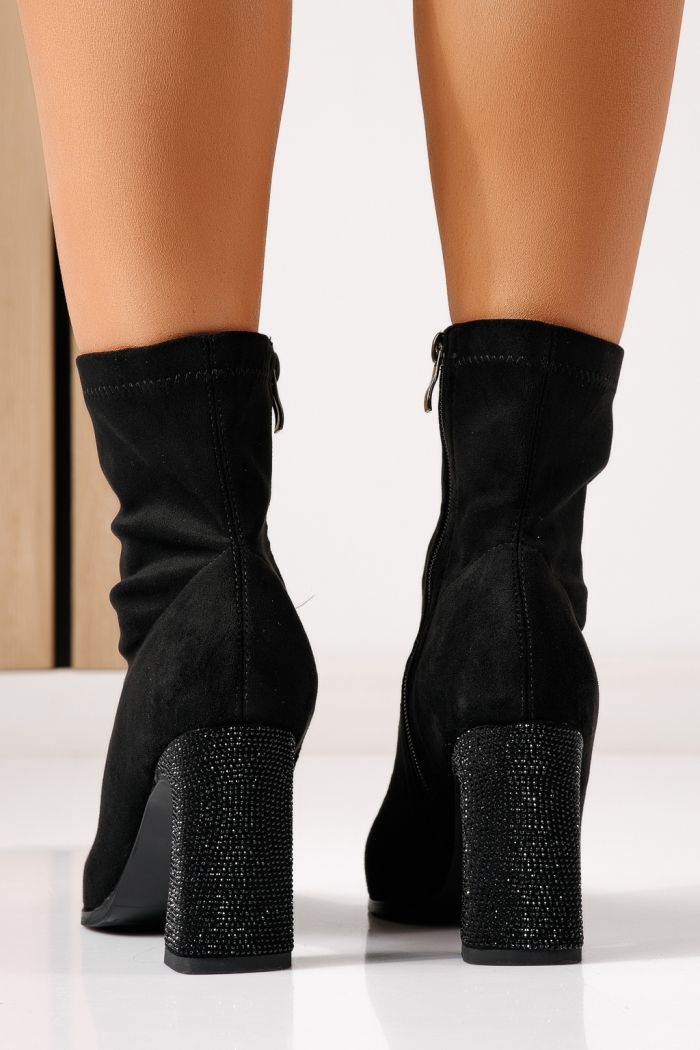 Botine dama vatuite negre din piele ecologica intoarsa Lea #30370